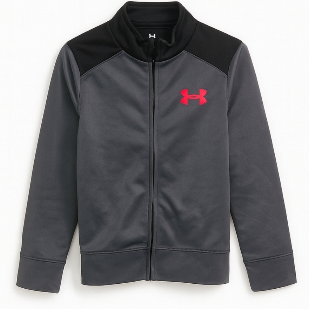 Under Armour Gray Boys Full Zip Fleece Sz 5